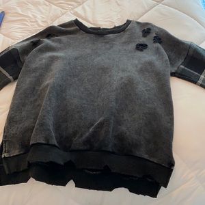 sweater with flannel sleeves